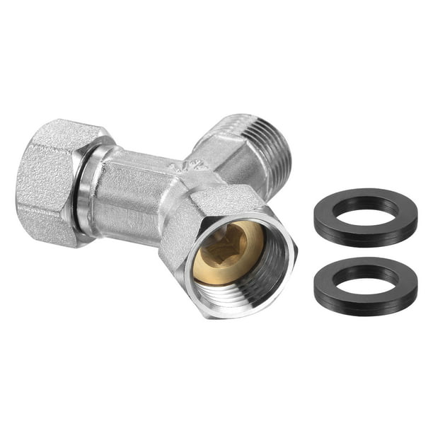 Pipe Fitting G1/2 1 Male to 2 Female Y-Shape 3 Way Wye Hose Connector  Adapter Nickel-Plated Copper 
