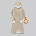 thumbnail image 2 of Kaemgyyd Long Sleeve Dress for Women Winter Warm Fleece Sherpa Lined Tunic Dress Soft Solid Hooded Sweatshirts Dresses, 2 of 6