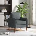 thumbnail image 2 of Gymax Modern Accent Chair Upholstered Mid-Century Armchair w/ Rubber Wood Legs Grey, 2 of 9