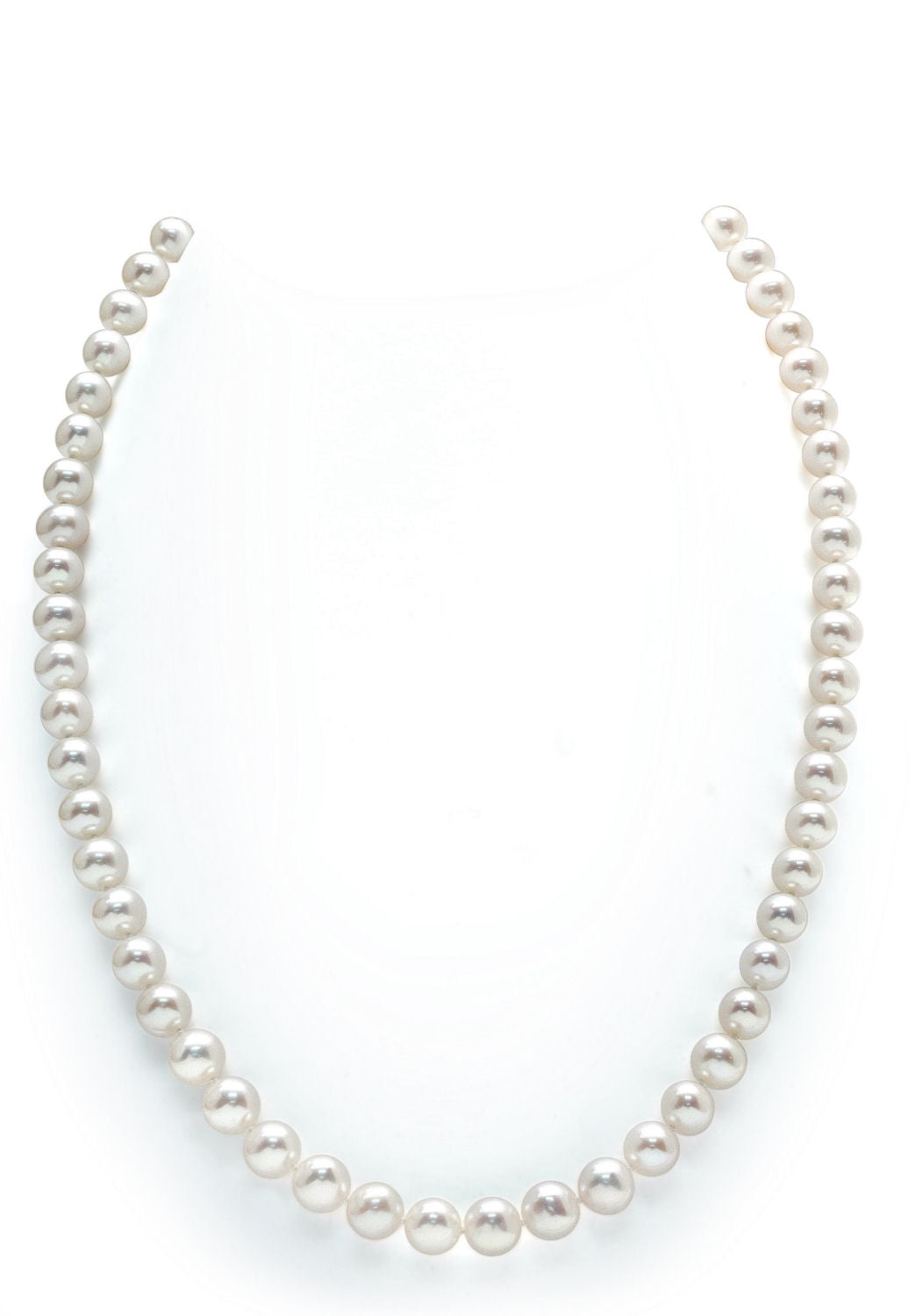 long AAAAA 36"9-10mm round REAL natural south sea white pearl necklace 14K gold 