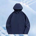 thumbnail image 2 of Zivyakyron Lightweight Men's Rain Jacket Athletic Windbreaker Long Sleeve Quick Dry Zip up Hooded Loose Solid Jacket Blue M, 2 of 10