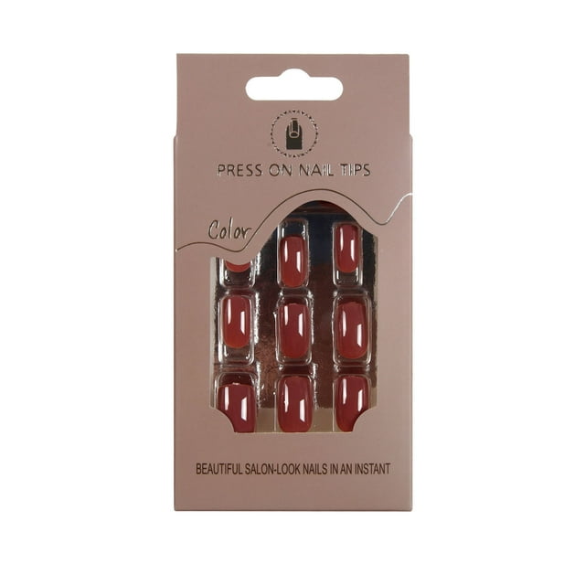 Multicolor Short Squoval Shape On Nails Kit Easy Apply Hassle Free Removal 24 Medium Size Manicure Set
