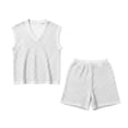 thumbnail image 3 of Ceisia Men Mesh Knit Sleeveless V Neck Tank Top Matching Shorts Set Solid Slim Fit Two Piece Casual Daily Outfit Suit White XXXL Gift, 3 of 5