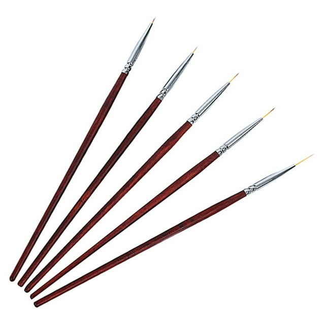 5 pinceles largos para decoración de uñas, pincel para detalles de uñas de 24/18/12/9/6 mm, herramienta de manicura para pintar