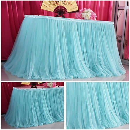 

Tulle Table Skirts Tutu Table Cloth Cover for Rectangle Tables or Round Tables for Wedding Baby Shower Birthday Party Gender Reveal Cake Table Decorations (9FT)(Baby blue)