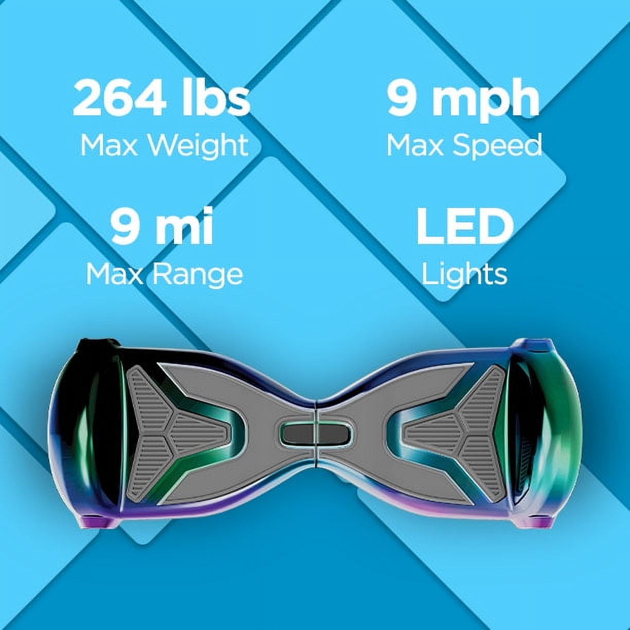 Hover-1 H1 Hoverboard, Iridescent, 264 Lbs. Max Weight, LED Lights