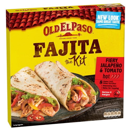Old El Paso Mexican Fiery Jalapeno & Tomato Fajita Kit 500g, British Import (Pack of 2)