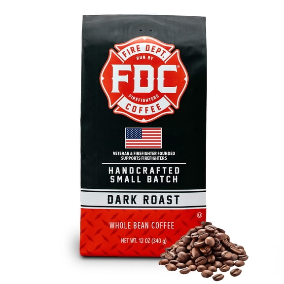 Fire Department Coffee Dark Roast Premium Whole Bean Coffee, 12 oz