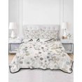 thumbnail image 3 of Gray Botanical Twin Size Down Alternative Comforter, Lightweight Comforter Quilt Bedding Set with Pillow Shams Farmhouse Spring Summer Floral Leaves All Seasons Bed Comforter Duvet Insert 68"x86", 3 of 7