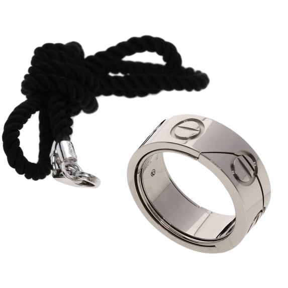 Pre-Owned Cartier Astro Love Ring with Cord #49, 18K White Gold, Women's