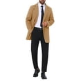 thumbnail image 2 of INSPIRE CHIC Men's Coats Solid Color Notched Collar Single Breasted Winter Long Coat XL Brown, 2 of 6