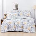 thumbnail image 1 of Floral Printed Queen Comforter Set with Sheets Lightweight Piece Bed in A Bag Comforter Set Vintage Yellow and Grey Flower Pattern Farmhouse Bedding Set, 1 of 8