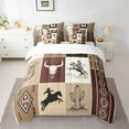 thumbnail image 2 of Homewish Rustic Cowgirl Cowboy Bedding Comforter Set 7pcs for Kids, Tribal Hippie Aztec Queen Bedding Sets, Vintage Brown Patchwork Reversible Queen Sheet Sets, Super Cozy Room Decor, 2 of 7