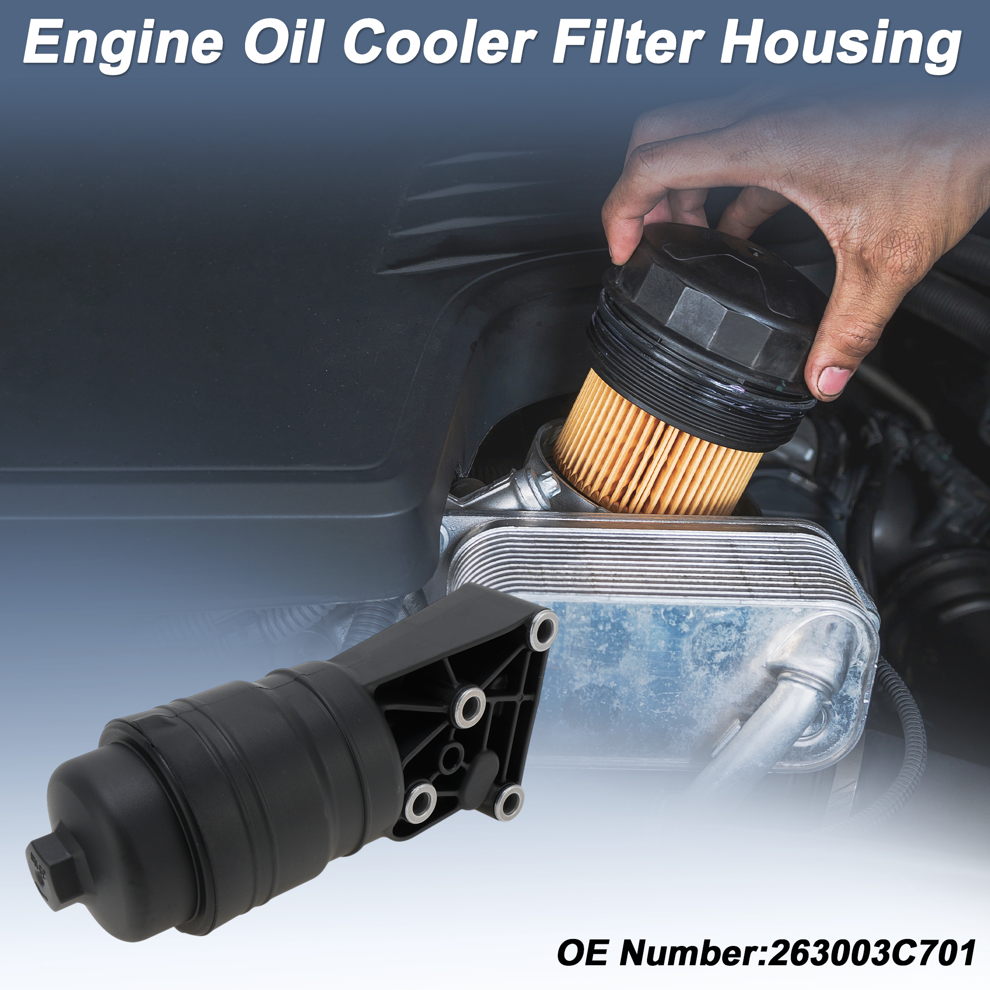 Engine Oil Filter Housing for Hyundai for Genesis 2012-2014 No.263003C701 Transmission Oil Cooler Plastic 1 Pc
