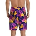 thumbnail image 3 of Naloa Purple Flower Men's Short Pajama Pants, Lounge Comfort Shorts with Elasticized Waistband and Side Pockets - Medium, 3 of 9