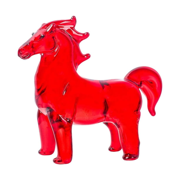 Figura de caballo de cristal decorativa, robusta y elegante, estatua de caballo, escultura animal para Rojo