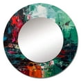 thumbnail image 2 of Designart "Textures of the Mind in Red and Green I" Abstract Round Mirror Wall Décor Contemporary - Large Red Round Mirror - Round Mirror 36" x 36" Inch, 2 of 5