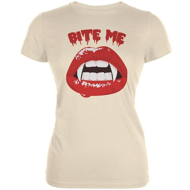 Halloween Vampire Bite Me Cream T-Shirt Doux pour Adolescentes