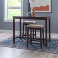 thumbnail image 2 of Linon Claridge Wood Three Piece Counter Dining Set Padded Seats in Walnut Finish, 2 of 11