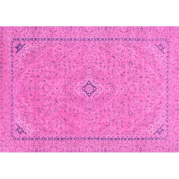 Ahgly Company Indoor Rectangle Abstract Pink Modern Area Rugs, 8' x 12'