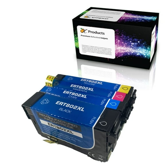 Compatible Ink Cartridge Replacement 4 Pack for Epson 802XL for WorkForce Pro WF-4720 WF-4730 WF-4734 WF-4740 EC-4020 EC-4030 EC-4040 (Black, Cyan, Magenta, Yellow)