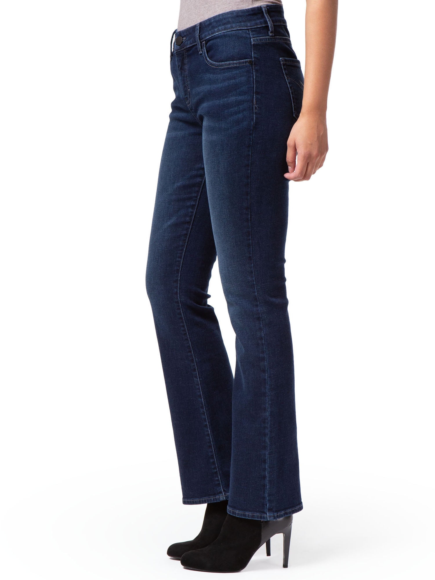 Jordache Women's Mid Rise Curvy Bootcut Jeans, Available in 32" Inseam