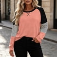 thumbnail image 4 of Yourumao Womens Crewneck Sweatshirts Color Block Lightweight Sweatshirt Striped Long Sleeve Plus Size Pullover Tops for Outdoor, 4 of 6