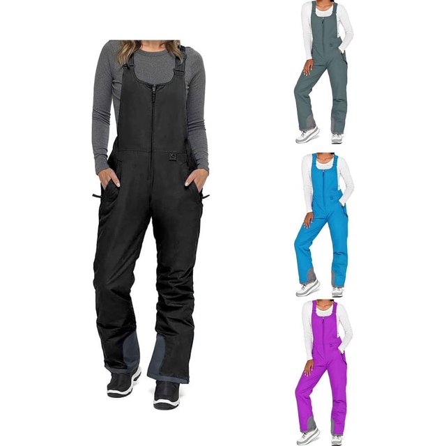 Baberos de nieve para mujer, pantalones de nieve impermeables, resistentes al viento, con cremallera frontal, ropa de esquí, trajes de nieve, mono de una pieza para invierno