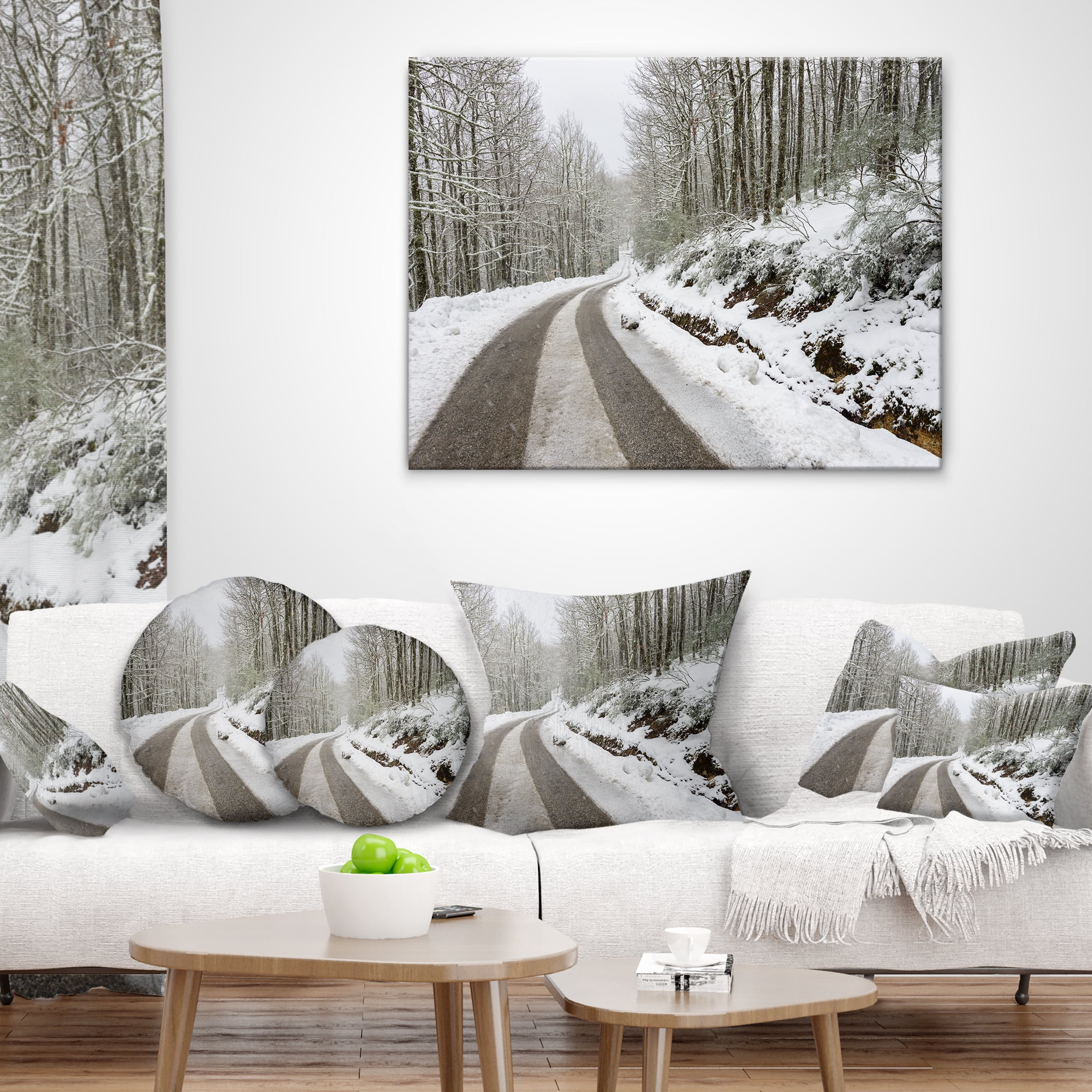 Designart Snow Storm at Piornedo Spain - Landscape Printed Throw Pillow - 16x16
