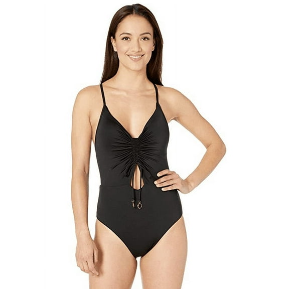 Soluna Swim Women's Under The Sun Shirred Front One-Piece Swimsuit, Black, Size Small