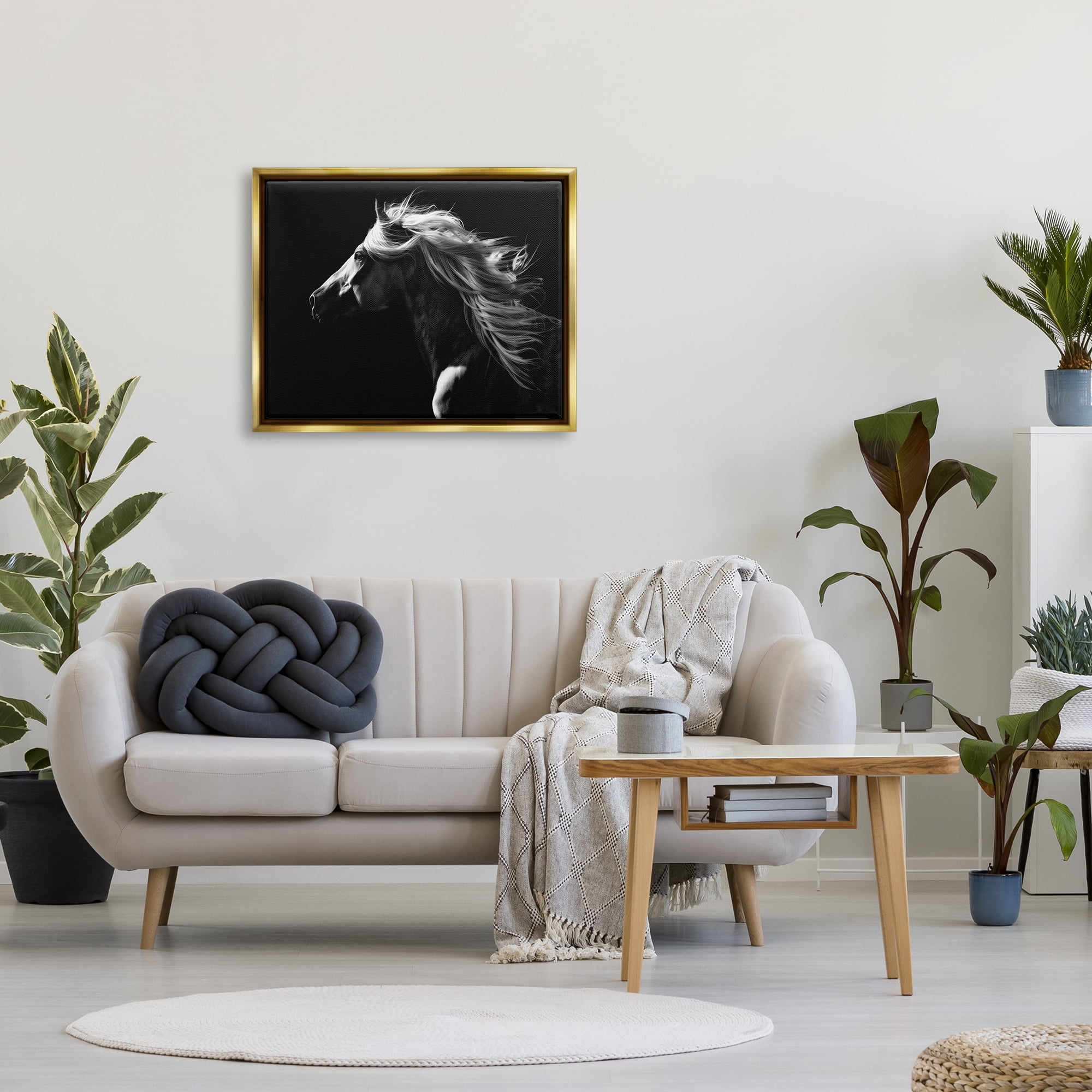 Stupell Industries Windblown Stallion Mane Animals & Insects Photography Gold Floater Framed Canvas Art Print Wall Art, 31 x 25