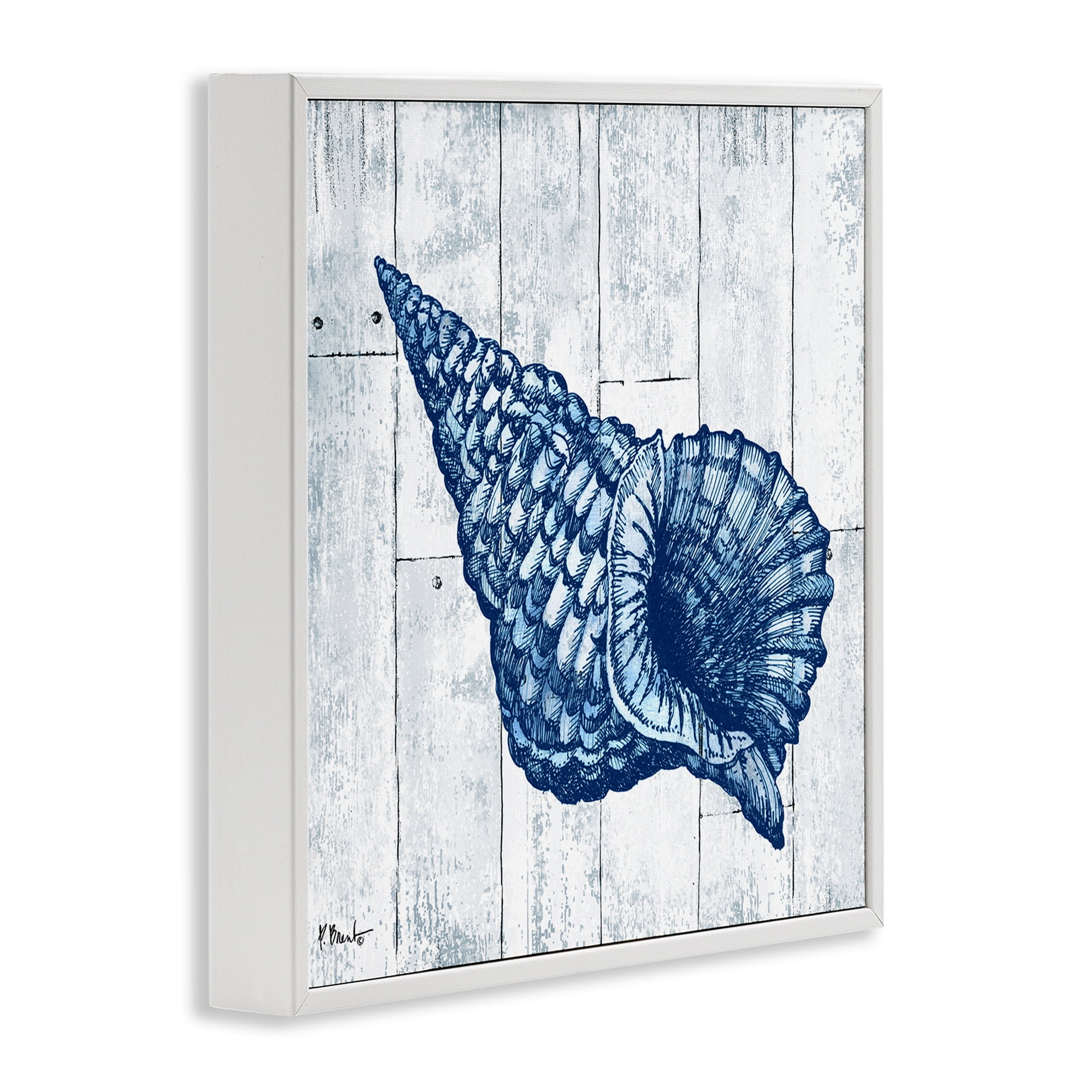 Stupell Industries Coastal Timberland Conch White Framed Giclee Art, design by Paul Brent