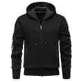 thumbnail image 5 of RMGVDSD Men's Slim Fit Zip Up Hooded Sweater Coat Long Sleeve Knit Pullover Oktoberfest Casual Wear Fall Winter Warm Comfortable Sweater Jacket Basic Knit Sweater, 5 of 7