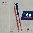 thumbnail image 4 of Louisville Ladder 16-Foot Fiberglass Extension Ladder, 300-Pound Load Capacity, Type IA, FE3216, 4 of 8
