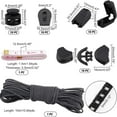 thumbnail image 2 of 1Bag Shoes Accessories Including 40Pcs Plastic Cord Locks 10M Polyester Elastic Cords & 1Pc PU Iron Soft Tape Measure Mixed Color 19.5x16.5x5mm Hole: 2.5mm, 2 of 9
