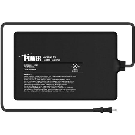 iPower Reptile Heating Pad 4W/8W/16W/24W Terrarium Heater Under Tank Heat Mat, Carbon Film Version