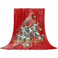 thumbnail image 2 of Christmas Bird Throw Flannel Blanket 30x40In Pine Cone Branch Black Red Winter Snowflake Super Soft Cozy Bed Blanket, Lightweight Plush Fuzzy Bed Throw for Bedroom Sofa Couch Living Room, 2 of 4