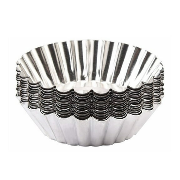 huanledash 50Pcs Egg Tart Mold Non-stick Food Grade Disposable Tin Foil Pudding Fondant Baking Mold Kitchen Supplies