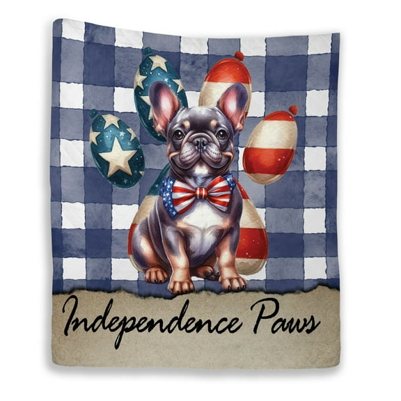 Patriotic French Bulldog 4th of July Independence Paws Quilt Blanket Dog Lover Gifts Cozy Comforter Throw Blanket - 02010