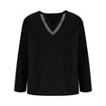 thumbnail image 4 of Blusas y camisas de manga larga con cuello redondo para hombre, informales, de color liso, con hombros descubiertos, rectas, con lazo en el pecho, bordadas, de licra., 4 of 8