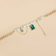 thumbnail image 6 of Elegant Green Zircon Pendant Choker Necklace Ornament for Women Featuring Golden Chains and Imitation Pearls Accent, 6 of 11