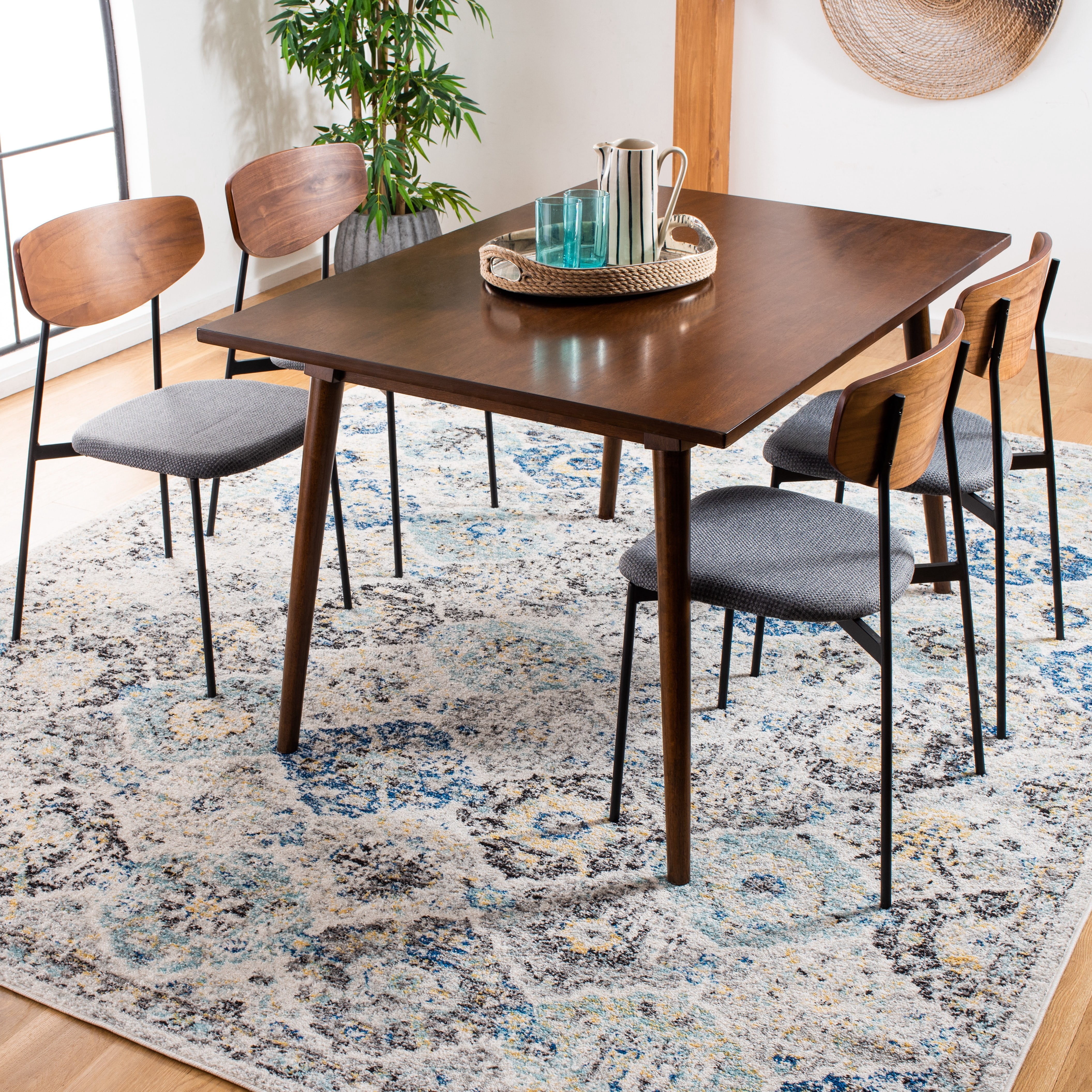 SAFAVIEH Square Rug 12' - Madison Collection - X-Large - Transitional Modern Design, Ivory & Aqua, Non-Shedding & Easy Cleaning, Ideal for Living Room, Bedroom, Dining Space (MAD611A)