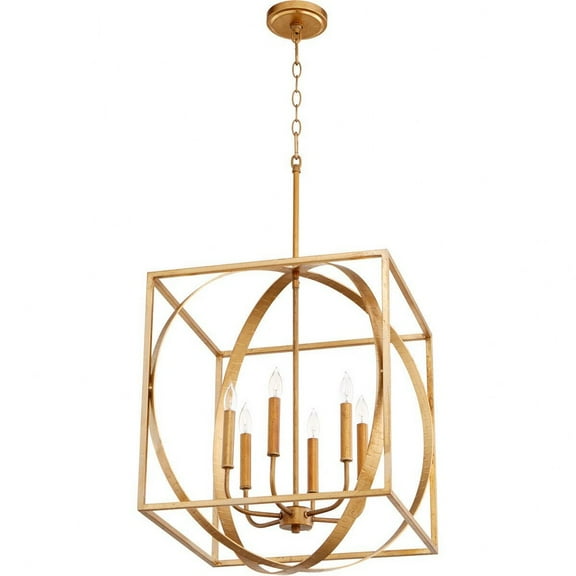 8150-6-74 Quorum Lighting 6 Light Cube/Sphere Pendant in Soft Contemporary style - 18 inches wide by 23.75 inches high-Gold Leaf Finish
