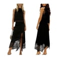 thumbnail image 2 of Conjunto de dos piezas de verano para mujer: top sin mangas con cuello alto y encaje, y falda larga con bajo irregular., 2 of 8