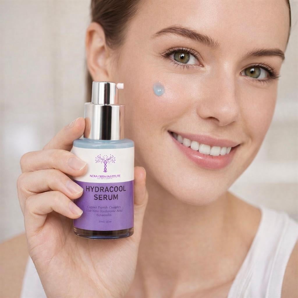 Nova Derm Institute Hydrating Hyaluronic Acid Serum with 20% HA for Dry & Sensitive skin Types, Copper Peptides for Anti Aging, Non Comedogenic 1 fl oz