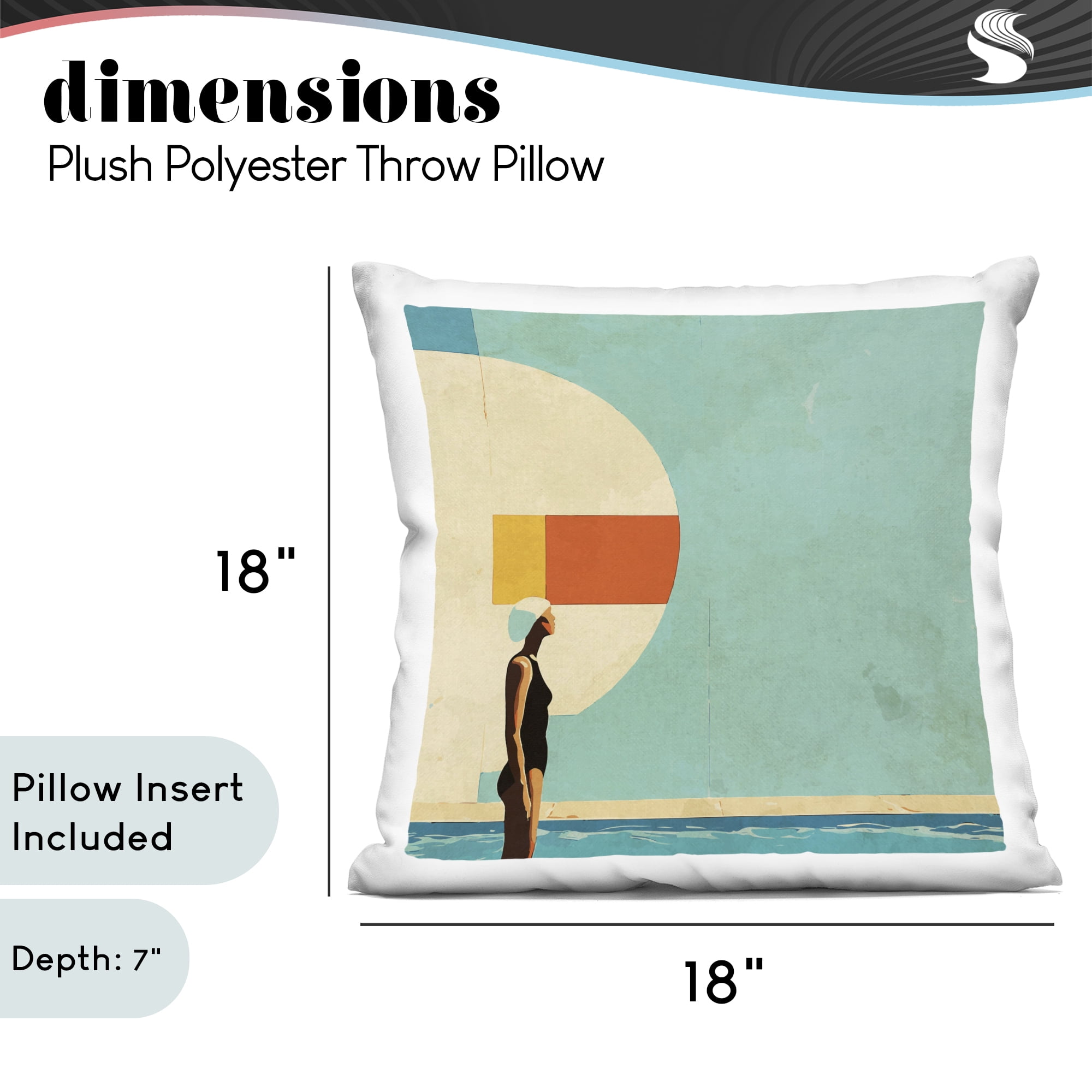 Stupell Industries Midcentury Pool Geometric Decorative Printed Throw Pillow, design by Layla Oz