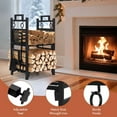 thumbnail image 4 of Firewood Rack Fireplce Firepit Tools Set Double Layer Iron Wood Log Holder for Fire Place Outdoor Indoor Accessories-Brush, Shovel, Tong, Hook, 4 of 9