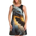 thumbnail image 1 of Balery Golden White Fire Dragon Vestidos de verano para mujer con estampado: vestido holgado sin mangas, vestido playero informal y cómodo para días calurosos., 1 of 7
