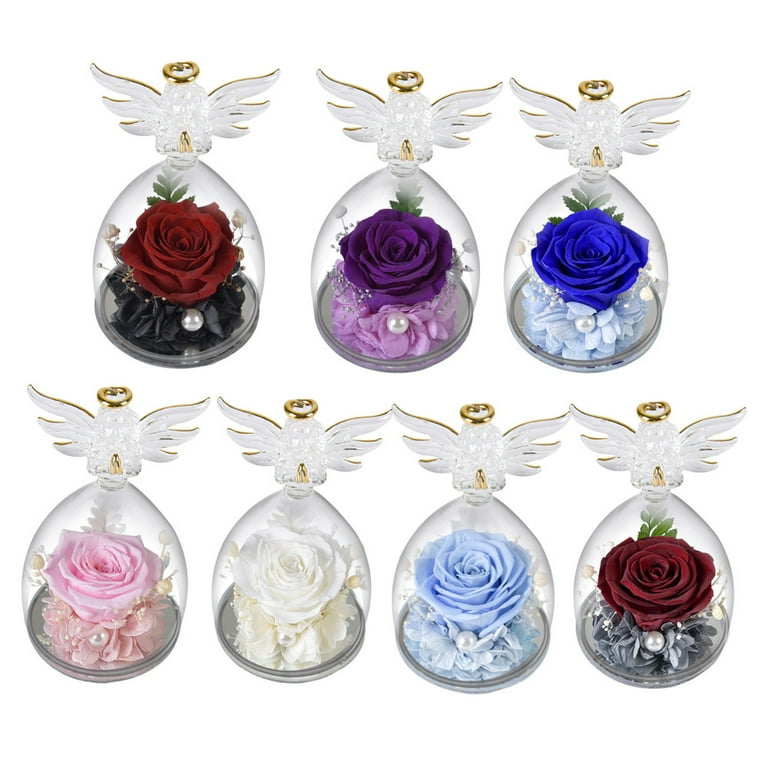 Preserved Real Rose In Glass Angel Figurines, Handmade, 46% OFF