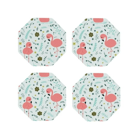 

Matuu Cute Flamingo for Cup Coasters Set of 4 Leather Coasters Desk Coasters for Office Measures 4” x 4”-Octagon